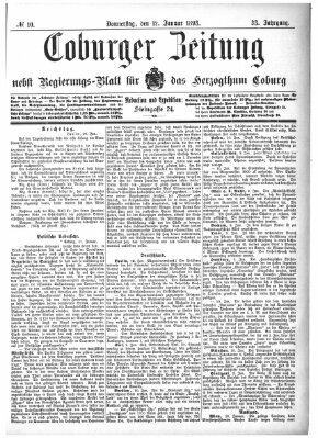 Coburger Zeitung Donnerstag 12. Januar 1893