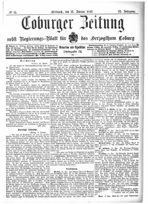 Coburger Zeitung Mittwoch 18. Januar 1893