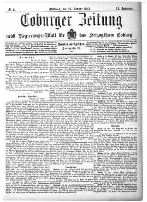 Coburger Zeitung Mittwoch 25. Januar 1893