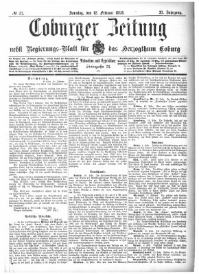 Coburger Zeitung Sonntag 12. Februar 1893