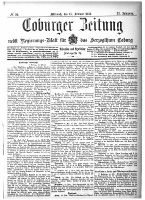 Coburger Zeitung Mittwoch 15. Februar 1893