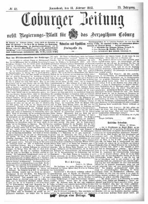 Coburger Zeitung Samstag 18. Februar 1893