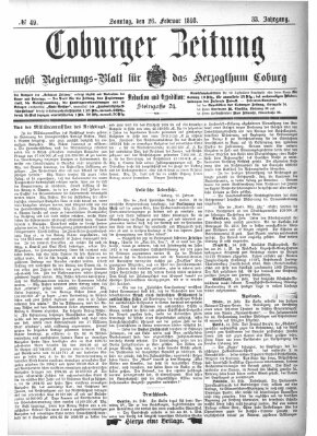 Coburger Zeitung Sonntag 26. Februar 1893