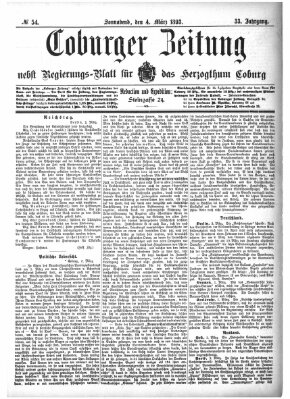 Coburger Zeitung Samstag 4. März 1893