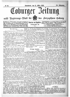 Coburger Zeitung Samstag 11. März 1893