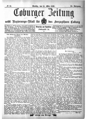 Coburger Zeitung Dienstag 14. März 1893