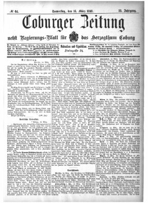 Coburger Zeitung Donnerstag 16. März 1893