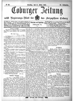 Coburger Zeitung Dienstag 21. März 1893