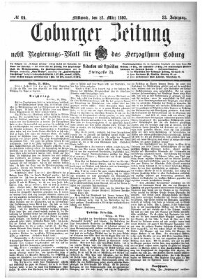 Coburger Zeitung Mittwoch 22. März 1893