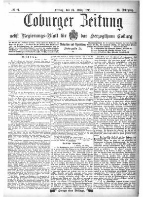 Coburger Zeitung Freitag 24. März 1893