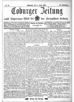 Coburger Zeitung Mittwoch 5. April 1893