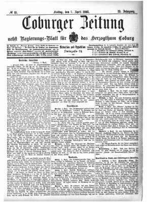 Coburger Zeitung Freitag 7. April 1893