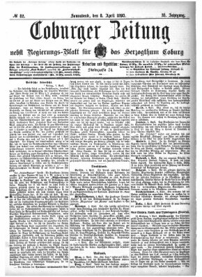 Coburger Zeitung Samstag 8. April 1893