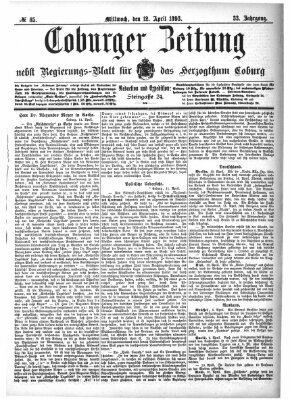 Coburger Zeitung Mittwoch 12. April 1893