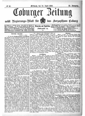 Coburger Zeitung Mittwoch 19. April 1893