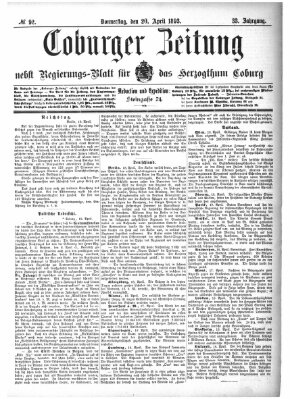 Coburger Zeitung Donnerstag 20. April 1893