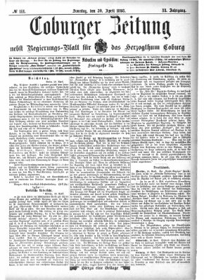 Coburger Zeitung Sonntag 30. April 1893