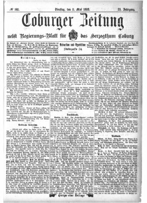 Coburger Zeitung Dienstag 2. Mai 1893