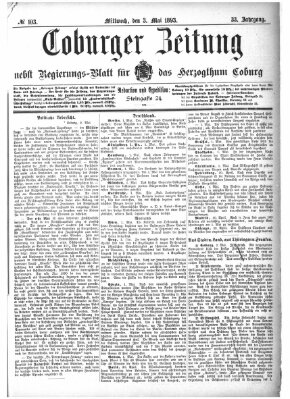 Coburger Zeitung Mittwoch 3. Mai 1893