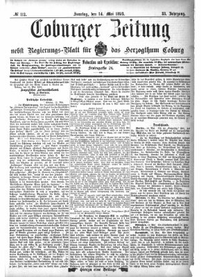 Coburger Zeitung Sonntag 14. Mai 1893