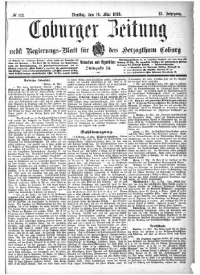 Coburger Zeitung Dienstag 16. Mai 1893