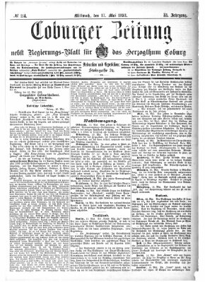 Coburger Zeitung Mittwoch 17. Mai 1893