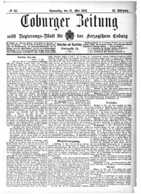 Coburger Zeitung Donnerstag 18. Mai 1893