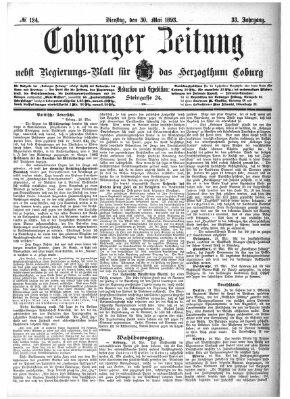 Coburger Zeitung Dienstag 30. Mai 1893