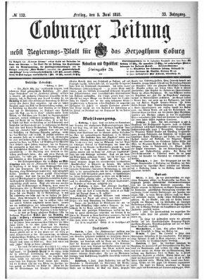 Coburger Zeitung Freitag 9. Juni 1893