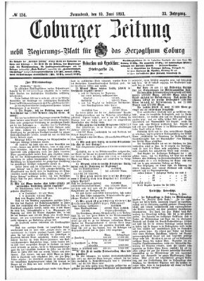 Coburger Zeitung Samstag 10. Juni 1893