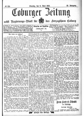 Coburger Zeitung Sonntag 11. Juni 1893