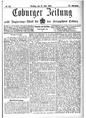 Coburger Zeitung Dienstag 13. Juni 1893