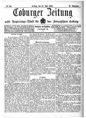 Coburger Zeitung Freitag 23. Juni 1893