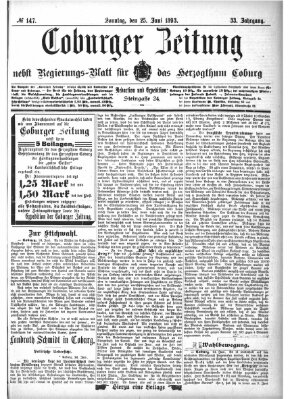 Coburger Zeitung Sonntag 25. Juni 1893