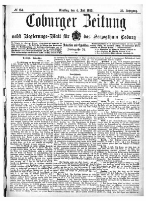 Coburger Zeitung Dienstag 4. Juli 1893