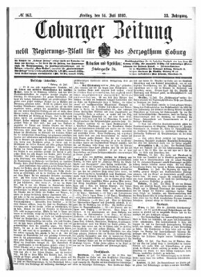 Coburger Zeitung Freitag 14. Juli 1893