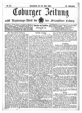 Coburger Zeitung Samstag 22. Juli 1893