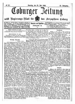 Coburger Zeitung Sonntag 23. Juli 1893