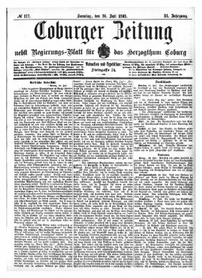 Coburger Zeitung Sonntag 30. Juli 1893