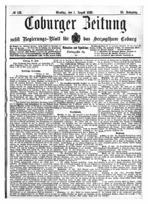 Coburger Zeitung Dienstag 1. August 1893