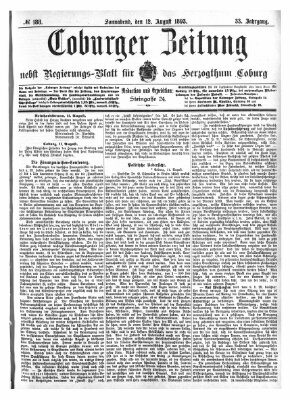 Coburger Zeitung Samstag 12. August 1893