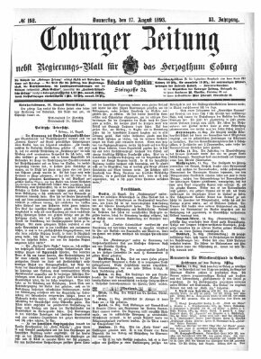 Coburger Zeitung Donnerstag 17. August 1893