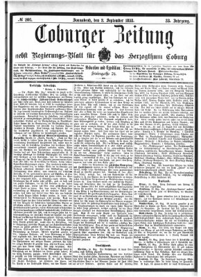 Coburger Zeitung Samstag 2. September 1893