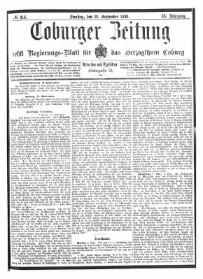 Coburger Zeitung Dienstag 12. September 1893