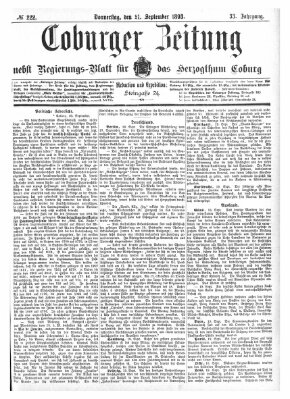 Coburger Zeitung Donnerstag 21. September 1893