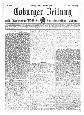 Coburger Zeitung Dienstag 3. Oktober 1893