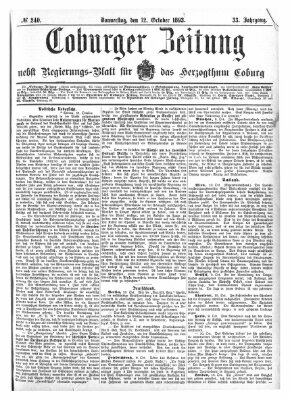 Coburger Zeitung Donnerstag 12. Oktober 1893