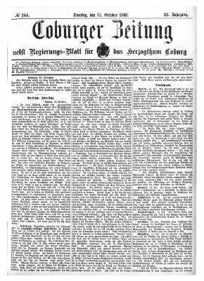 Coburger Zeitung Dienstag 17. Oktober 1893