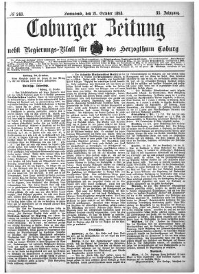 Coburger Zeitung Samstag 21. Oktober 1893