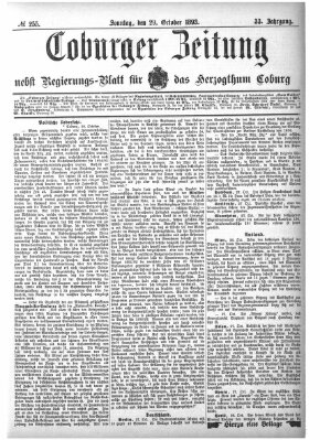 Coburger Zeitung Sonntag 29. Oktober 1893